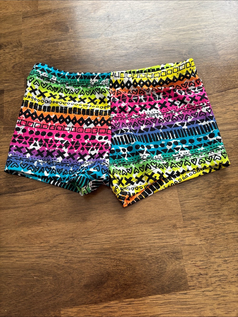 LC balera Neon Rainbow Tribal Print Dance Shorts - Multicolor